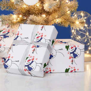 Sweetheart Snowman Love   Wrapping Paper