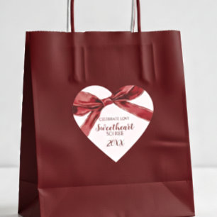 Sweetheart Soiree Elegant Bow Valentines Day Party Heart Sticker