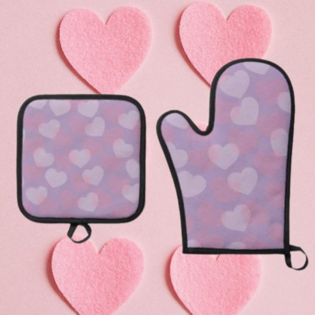 Sweetheart Sprinkle | Lavender Heart Oven Mitt & Pot Holder Set (Creator Uploaded)