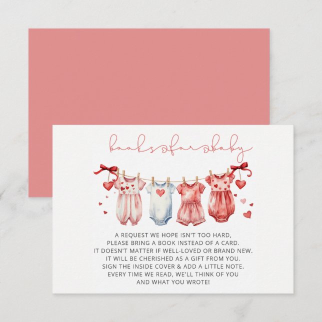 Sweetheart Valentine Baby Shower Book Request  Enclosure Card (Front/Back)