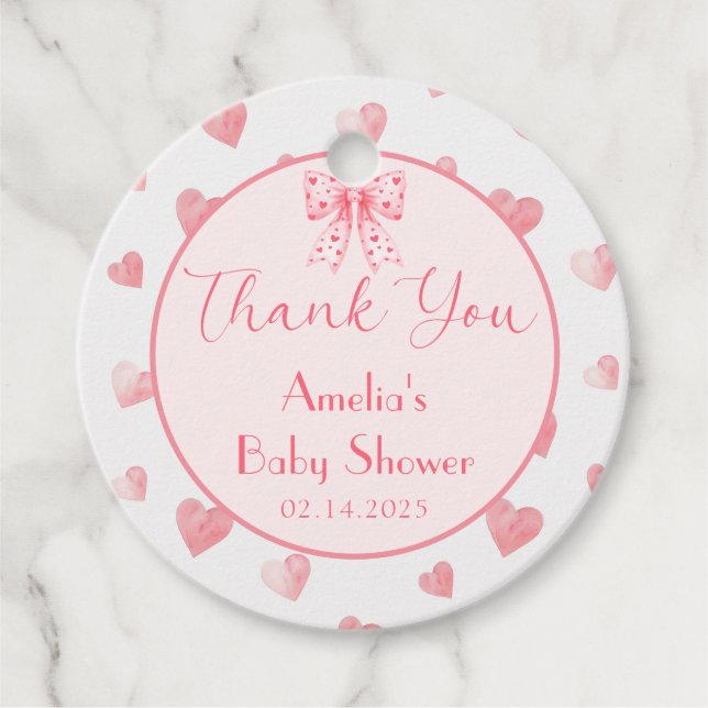 Sweetheart Valentine Baby Shower Favour Tags (Front)
