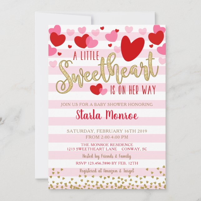 Sweetheart Valentine Baby Shower Invitation (Front)