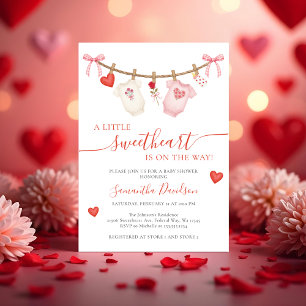 Sweetheart Valentine Clothesline Baby Shower Invitation