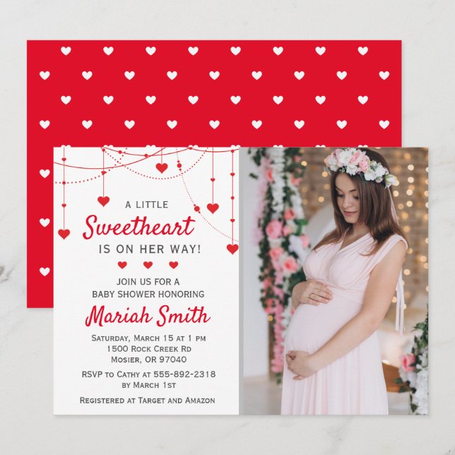 Sweetheart Valentine February Girl Boy Baby Shower Invitation (Front/Back)
