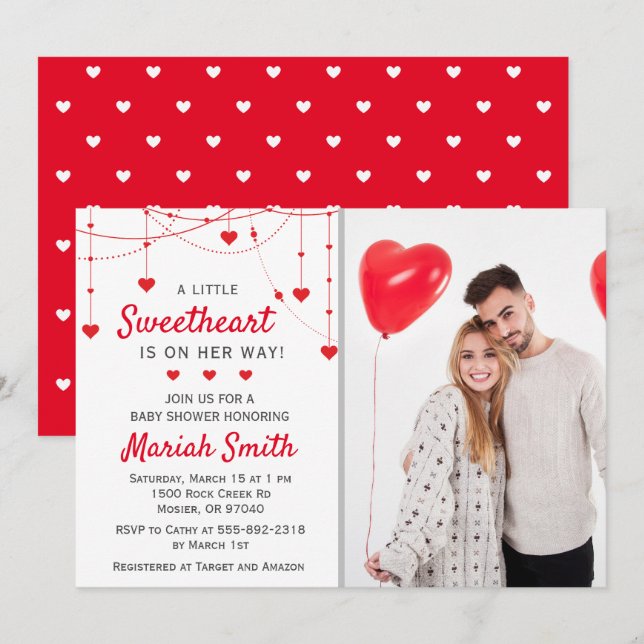 Sweetheart Valentine February Girl Boy Baby Shower Invitation (Front/Back)