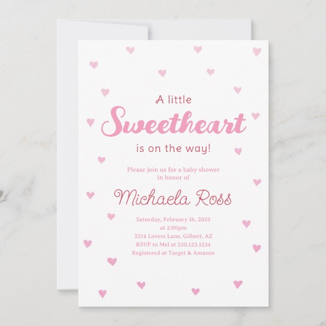 Sweetheart Valentines Baby Shower Invitation (Front)
