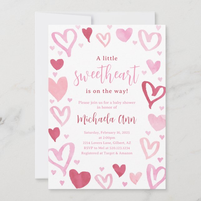 Sweetheart Valentines Baby Shower Invitation (Front)