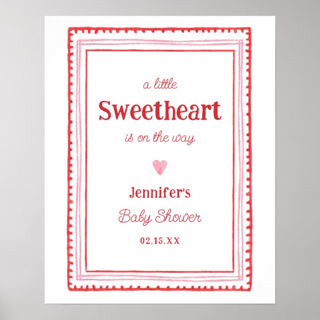 Sweetheart Valentine's Baby Shower Welcome Poster (Front)