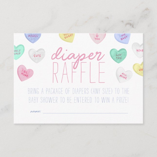 Sweetheart Valentine's Day Diaper Raffle Card (Front)