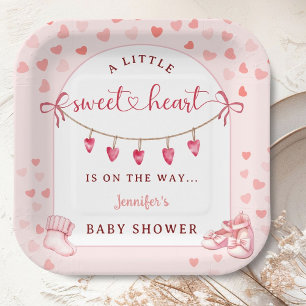 Sweetheart Valentine's Day Girl Baby Shower  Paper Plate