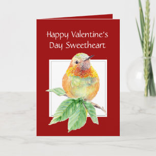 Sweetheart Valentine's Day Rufous Hummingbird Holiday Card