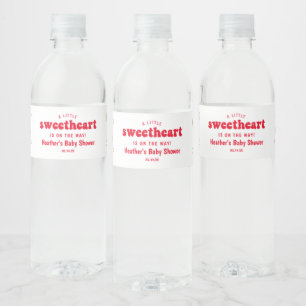 Sweetheart Valentines's Day Baby Shower Water Bottle Label