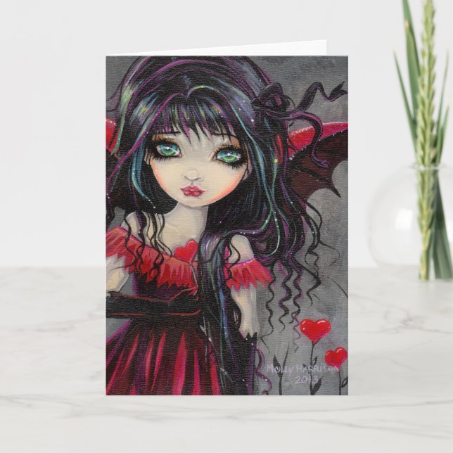 Sweetheart Vampire Fairy Valentine Art Holiday Card (Front)