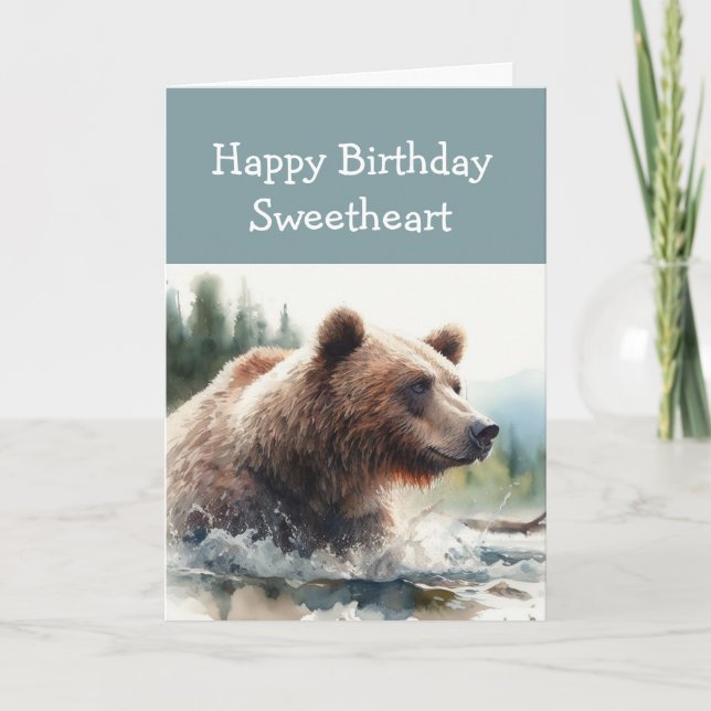 Sweetheart Wild Thing Birthday Grizzly Bear Animal Card (Front)