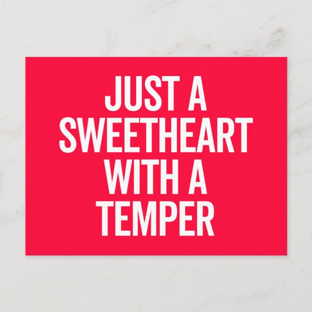 Sweetheart With A Temper Funny Quote Postcard (Front)