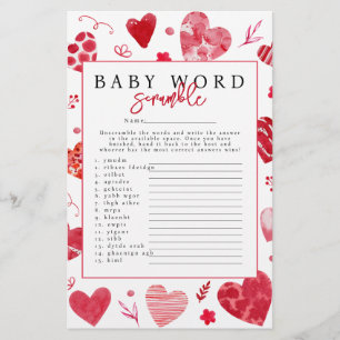 Sweetheart 'Word Scramble' Baby Shower Game
