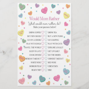 Sweetheart Would Mum Rather Baby Shower Game
