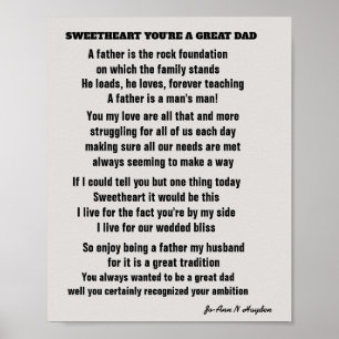 SWEETHEART YOU'RE A GREAT DAD poem Poster