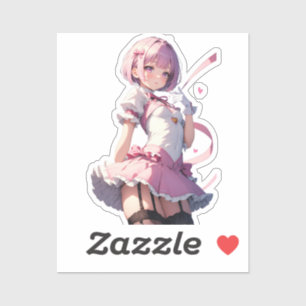 Sweethearted Pink-Haired Anime Beauty