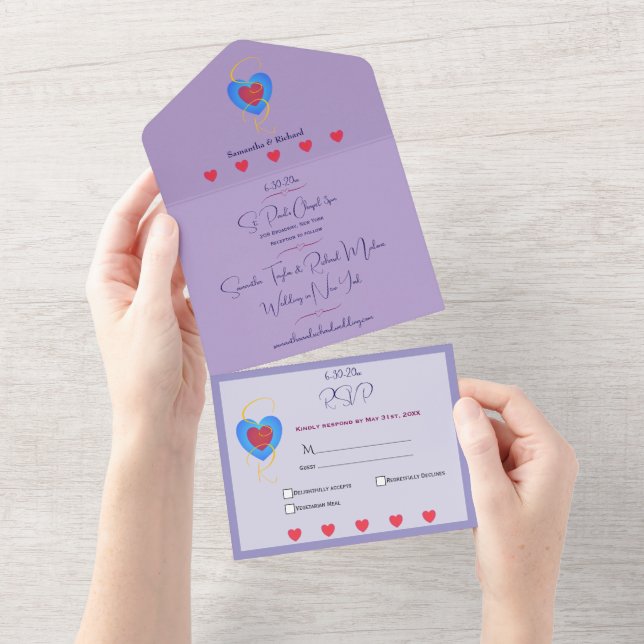 Sweethearts All in One Wedding Invite (Tearaway)