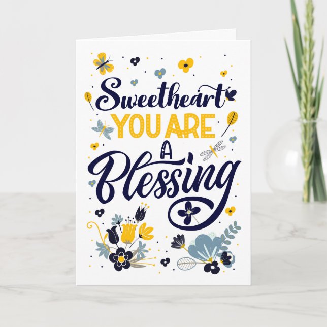 Sweetheart's Birthday Blessings Botanical Card (Front)