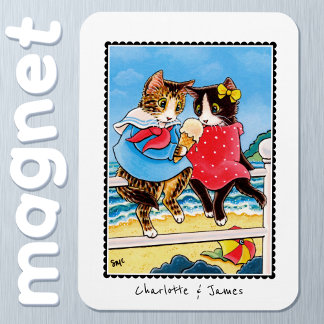 Sweethearts Cute Cat Sea Ice-cream Seaside Name Magnet