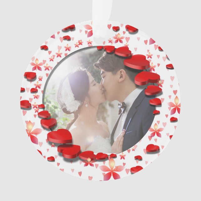 Sweethearts Photo and Text Ornament (Front)