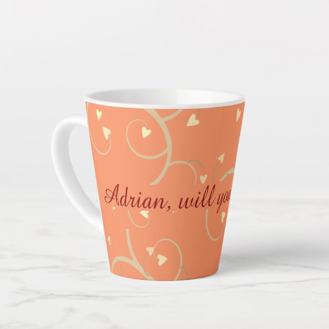 Sweethearts Surprise Marriage Proposal Custom Latte Mug (Left Angle)