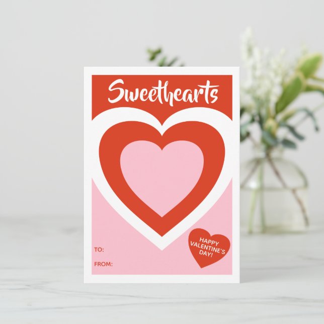 Sweethearts Valentines Heart Design Area for Treat Holiday Card (Standing Front)