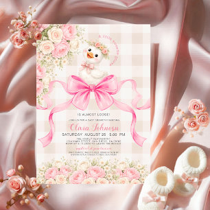 Sweetie Goose Pink Gingham Baby Shower Invitation