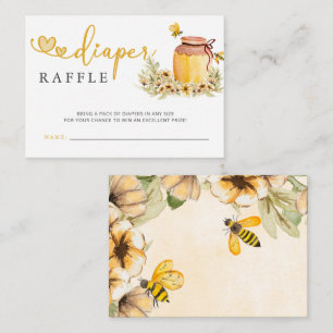 Sweetie Honeybee Baby Shower Diaper Raffle Enclosure Card