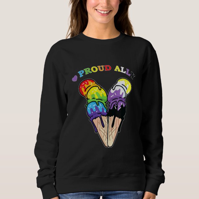 Sweetie Ice Cream Proud Ally Non-Binary Ice Cream Sweatshirt (Front)