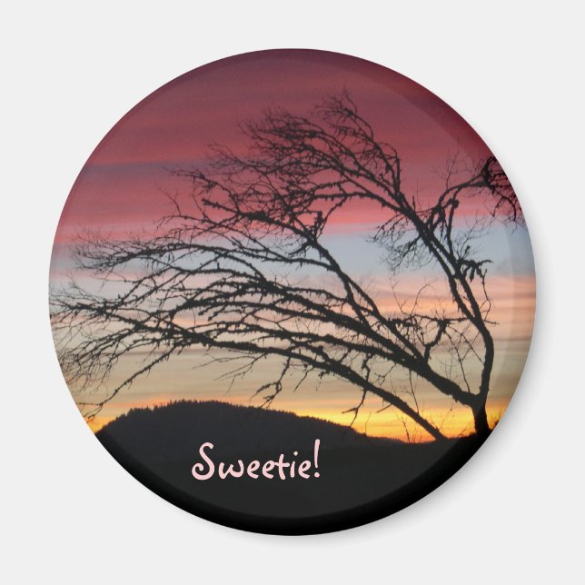 Sweetie! magnet Pink Sunset Tree Twilight Sky (Front)