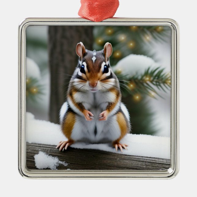 Sweetie Pie Chipmunk Metal Tree Decoration (Front)