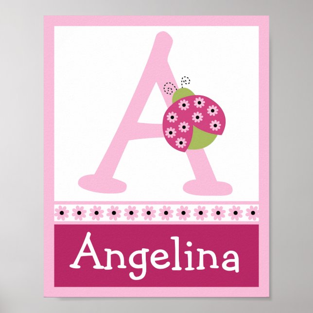 Sweetie Pie Ladybug Letter & Name Wall Art Poster (Front)
