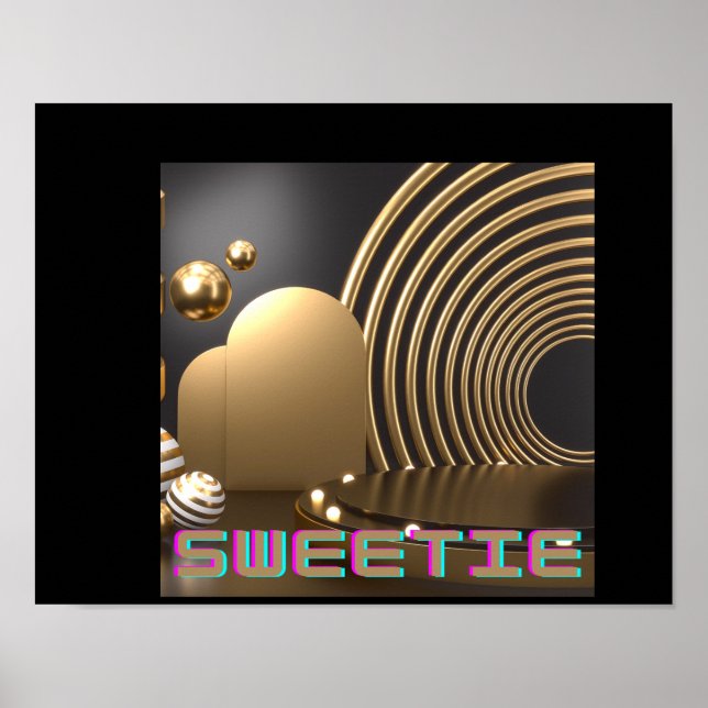 Sweetie Text name Printed with heart shape  Poster (Front)
