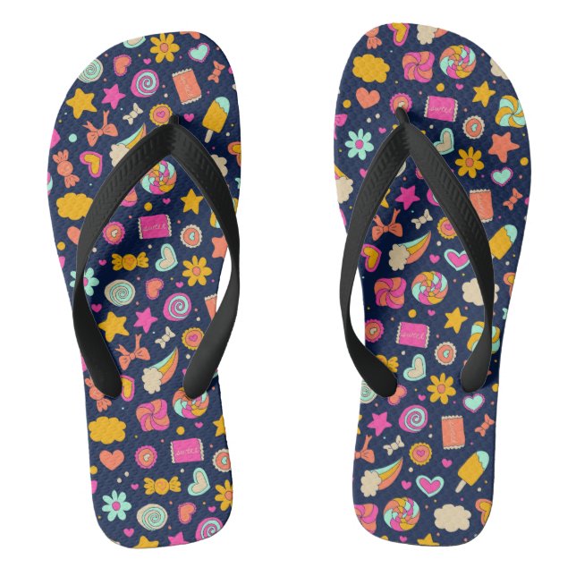Sweeties |  Rainbow, Cloud, Heart, Star, Candy Flip Flops (Footbed)