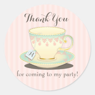Sweetly Chic Birthday Teacup Tea Party Sticker