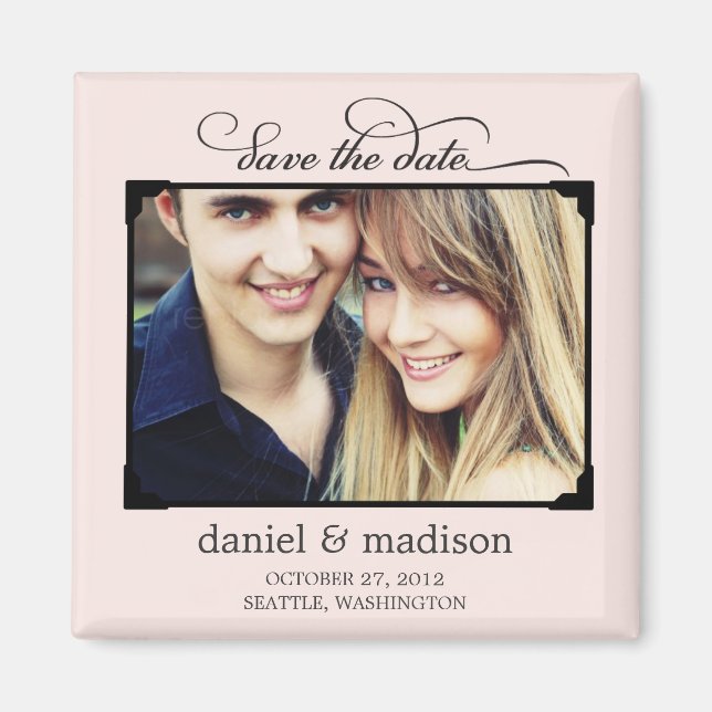 Sweetly Framed Save The Date Magnet - Pink (Front)
