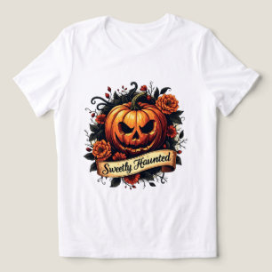 Sweetly Haunted Gothic Floral Pumpkin - Halloween Tri-Blend Shirt