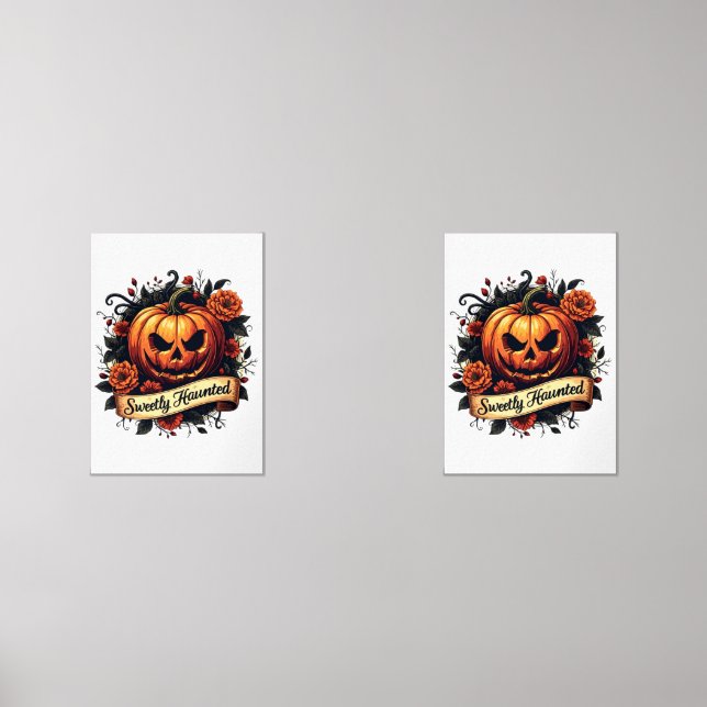 Sweetly Haunted Vintage Pumpkin | Floral Halloween (Front)