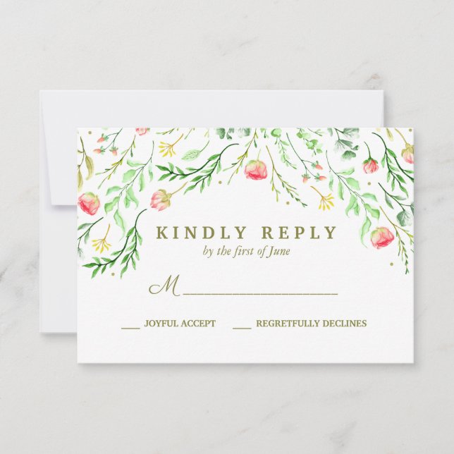 Sweetly Romantic | Floral Wedding RSVP Card (Front)