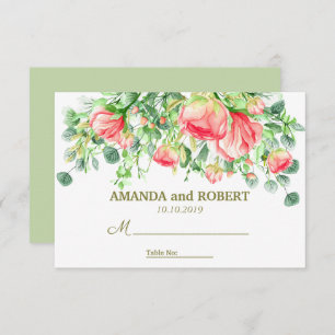 Sweetly Romantic   Floral Wedding Table Place Invitation