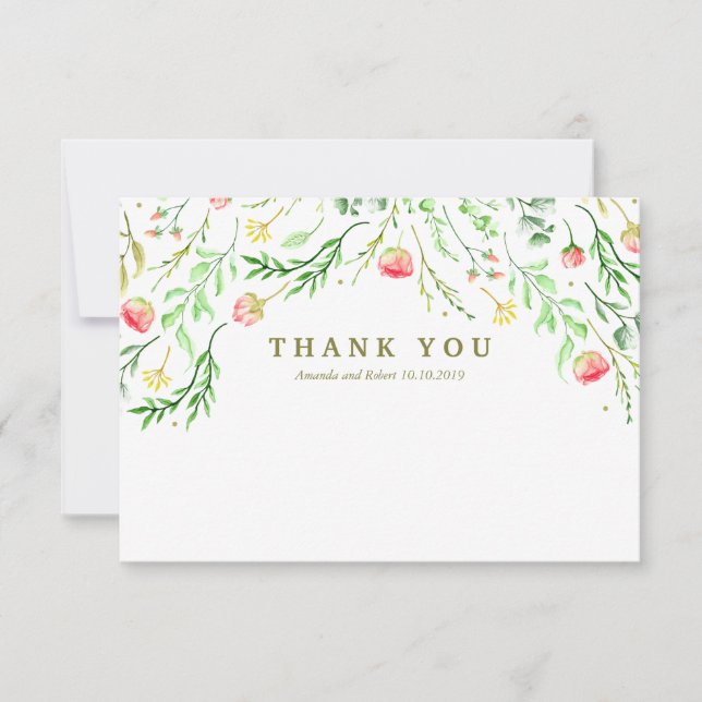 Sweetly Romantic | Floral Wedding Thank you (Front)