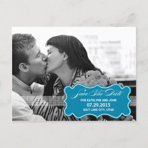 Sweetly Sealed Save The Date Postcard - Turquoise