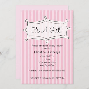 Sweetly Striped Baby Shower Invitation (Pink)