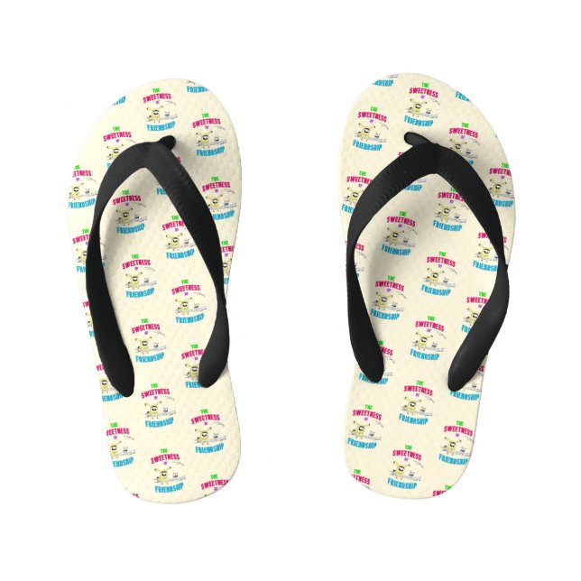 Sweetness Of Friendship Cat July Doodle 30 Friends Kid's Flip Flops (Footbed)