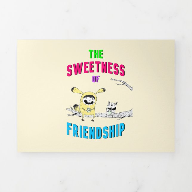 Sweetness Of Friendship Cat July Doodle 30 Friends Tri-Fold Invitation (Cover)
