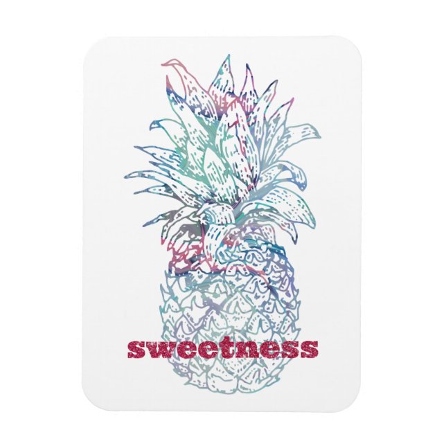Sweetness Pink and Blue Watercolor Pineapple Magnet (Vertical)
