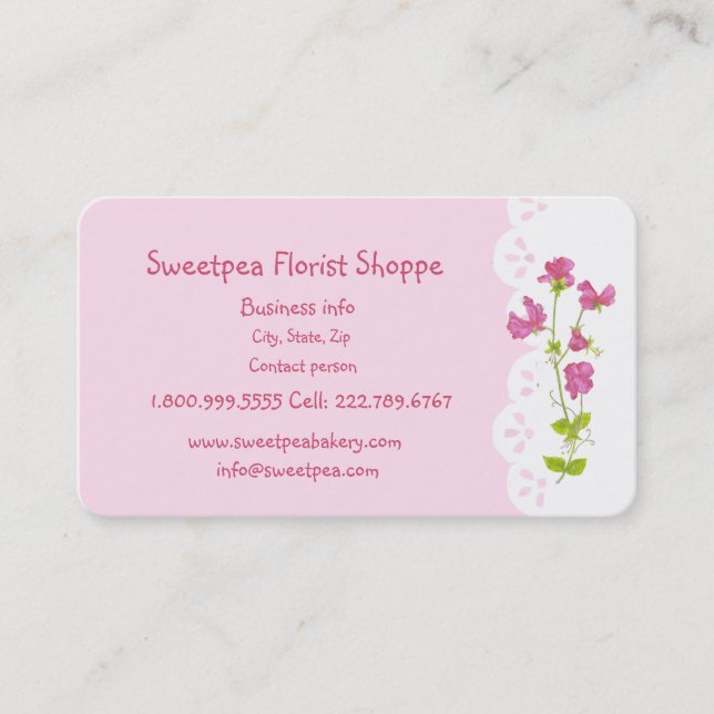 Sweetpea Florist Shoppe Flower Customise Business Card (Front)